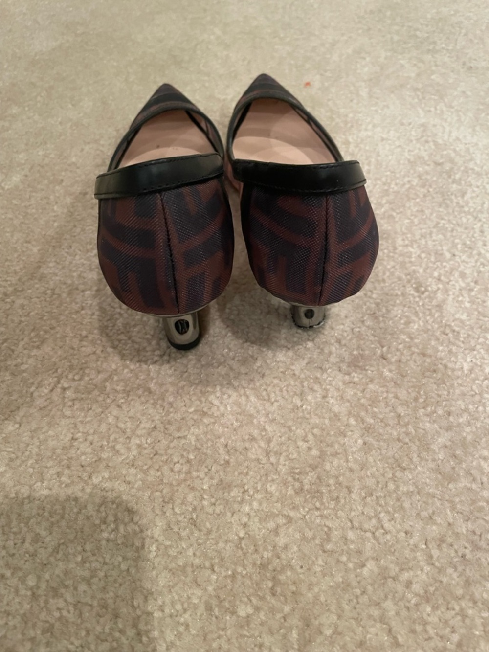 Fendi Brown & Black Monogram Pointed-Toe Flats - Picture 5 of 11